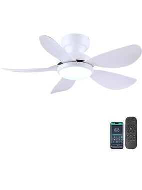 White Ceiling Fan with Light and Remote - Modern 5-Blade Design